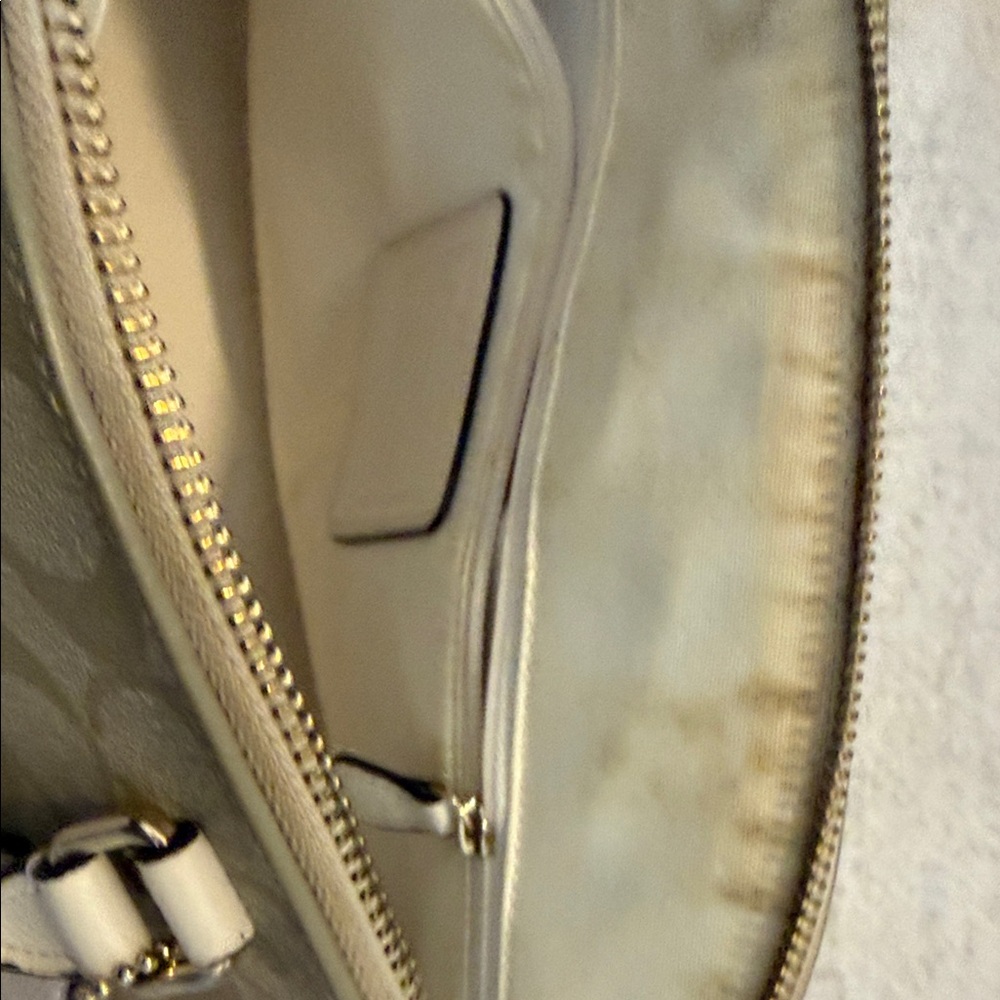 Coach Tan and White Signature Satchel - Picture 4 of 5